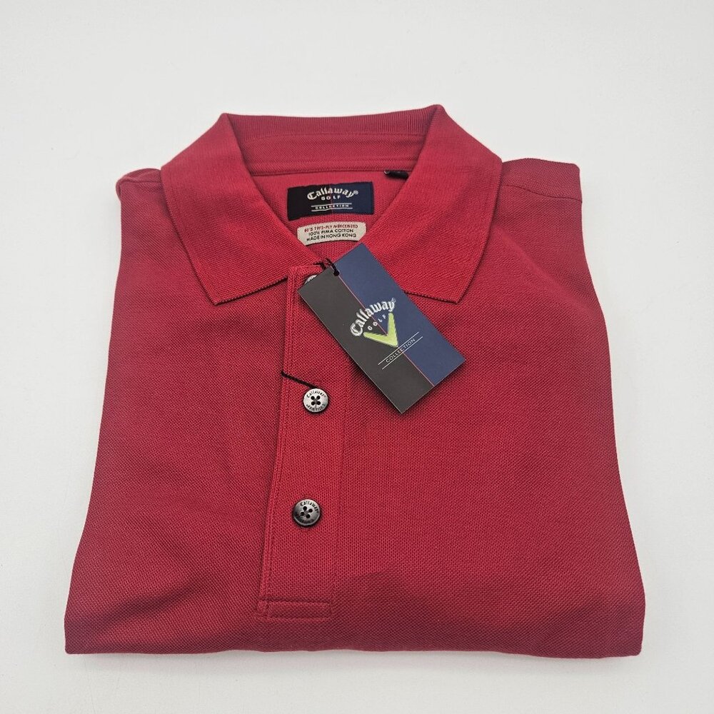 Callaway Golf Pima Cotton Red Polo SS Shirt L NWT